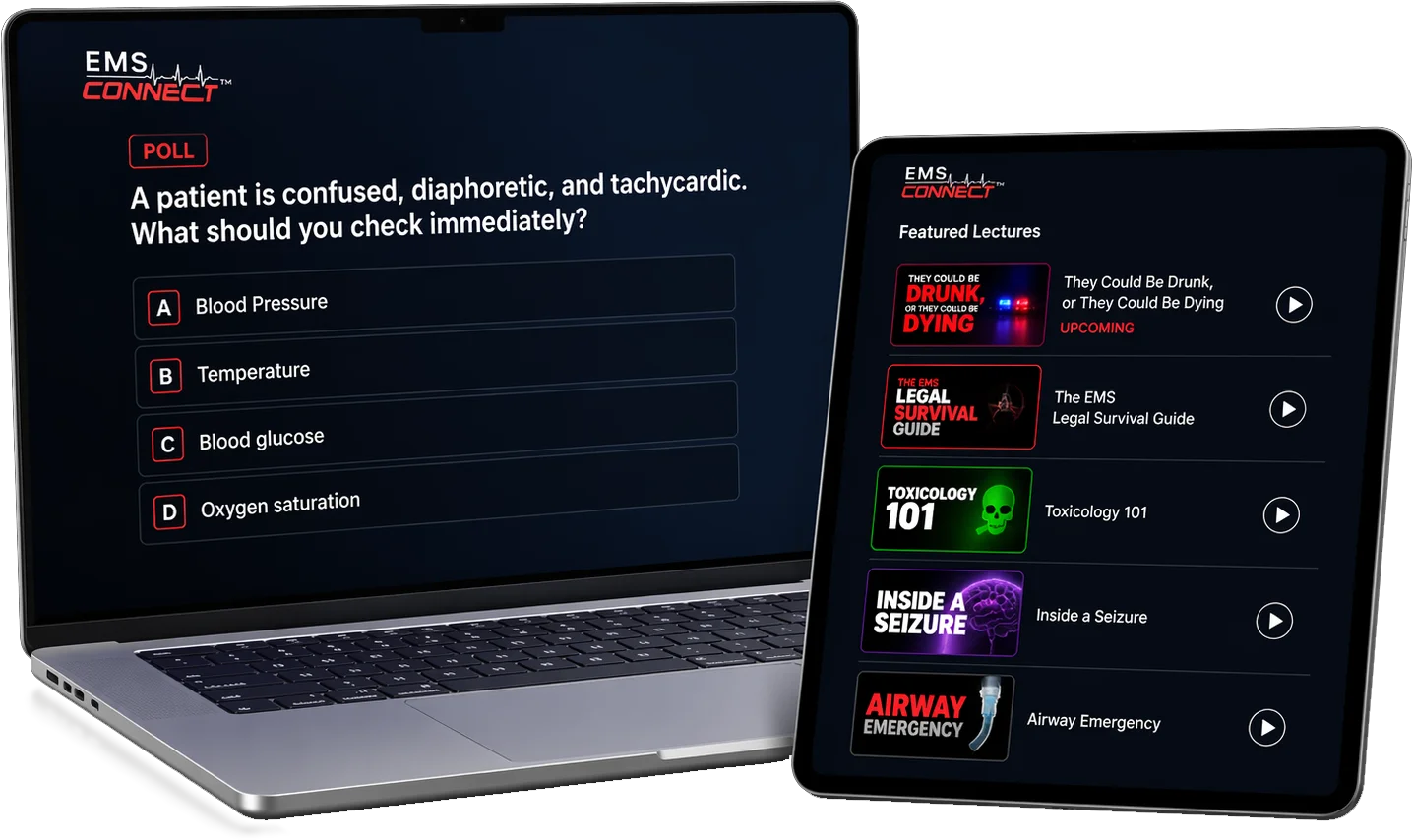EMSconnect shown on a laptop and tablet